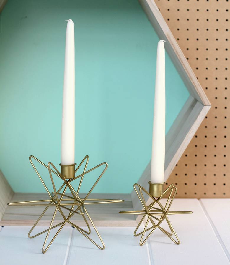 large brass star shaped candle holder by posh totty designs interiors