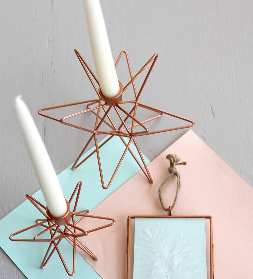 large brass star shaped candle holder by posh totty designs interiors