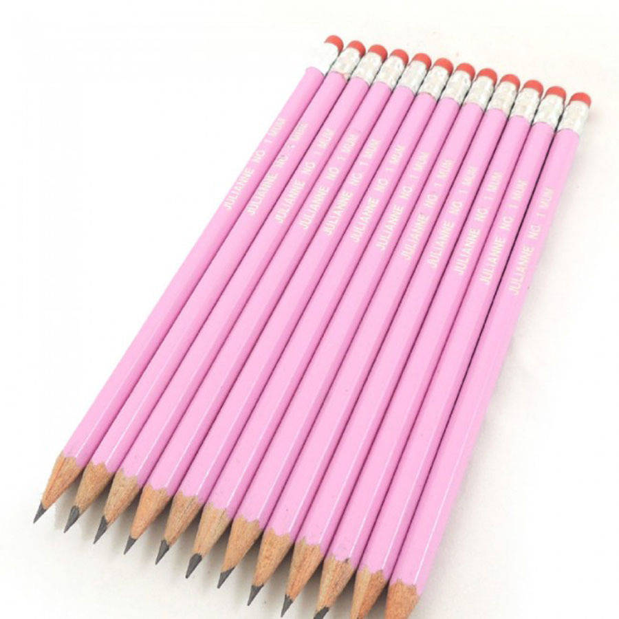 12 personalised premium pink pencils by able labels