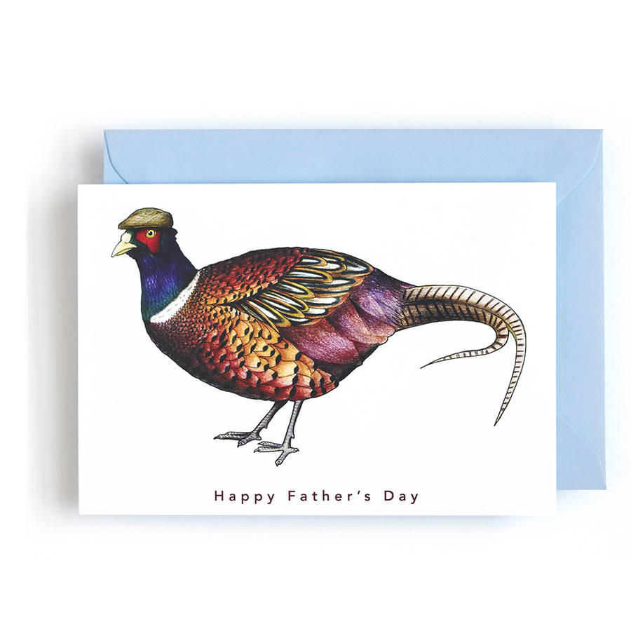 Pheasant In A Flat Cap happy Father s Day Card By Birds In Hats