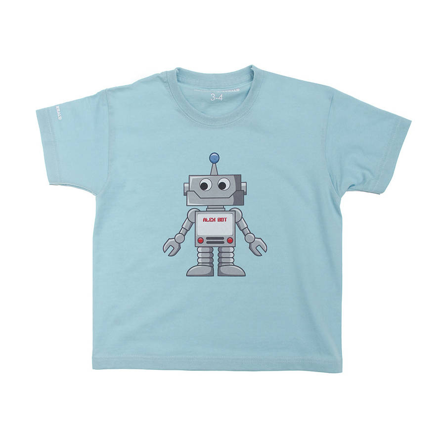 personalised robot t shirt by malcolm & gerald