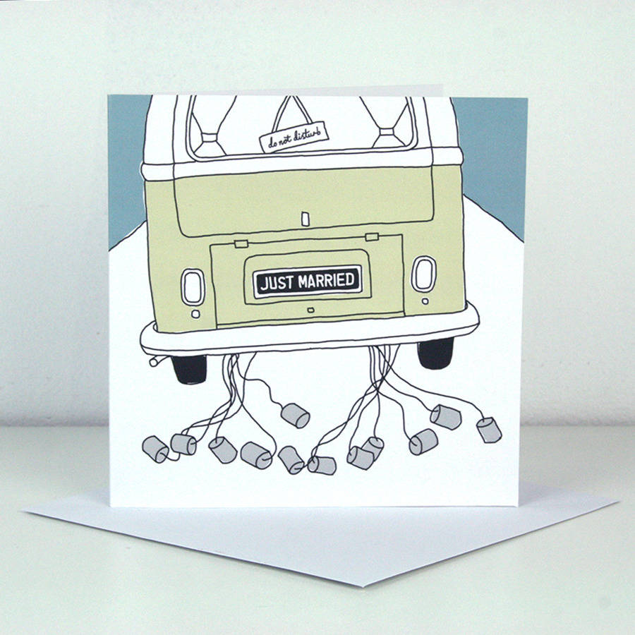 Campervan Greetings Card Just Married By Ros Jelbert Ingram