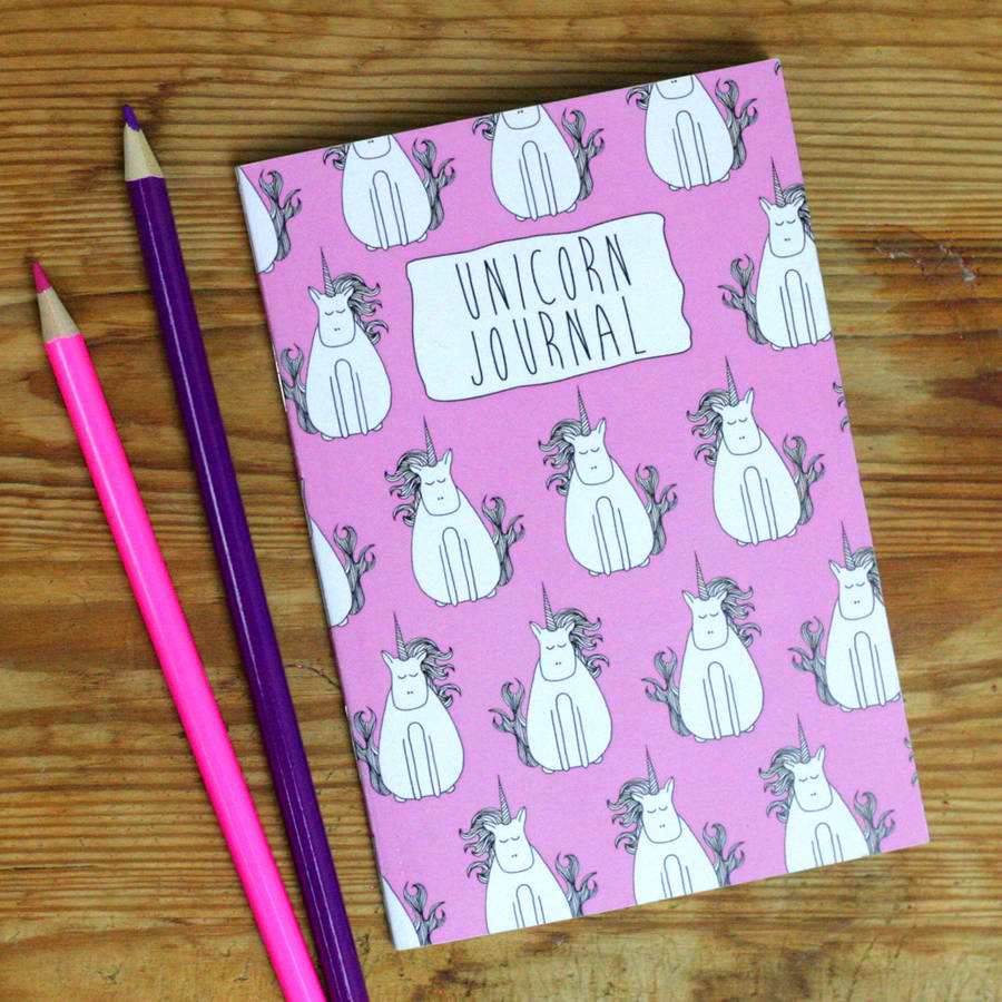 set of three a6 unicorn notebooks by neon magpie