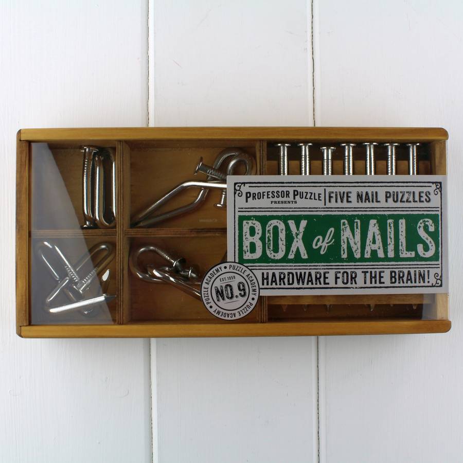 box of nails set of five nail puzzles by nest