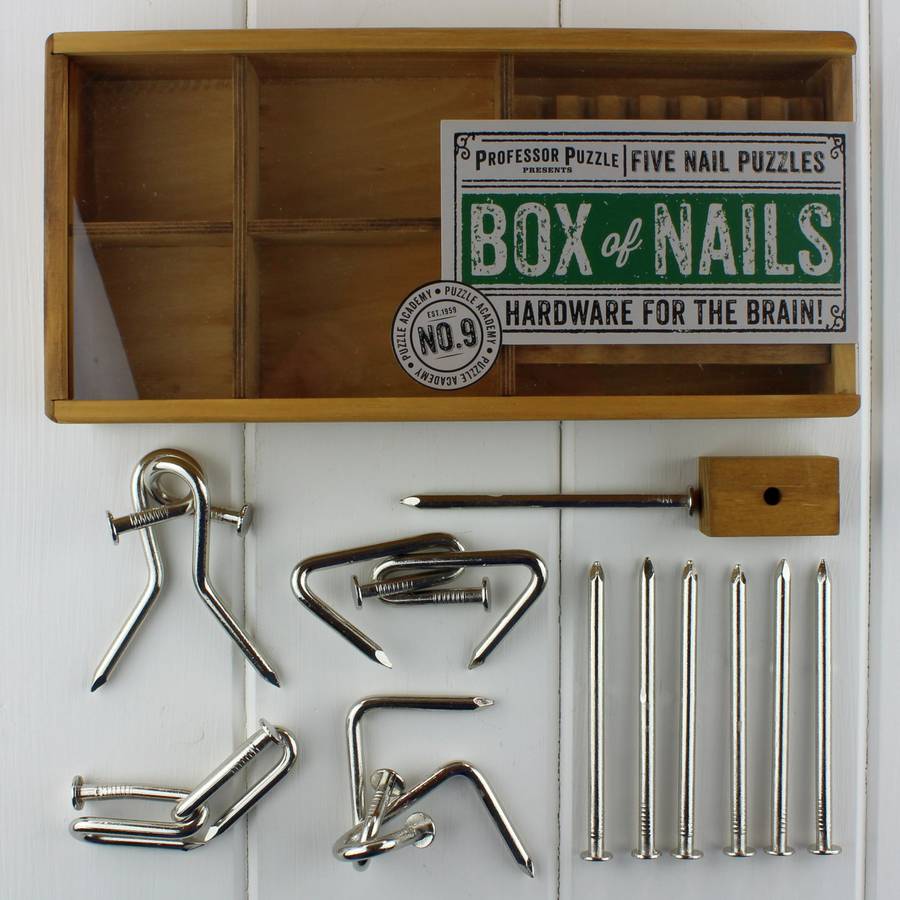 box of nails set of five nail puzzles by nest
