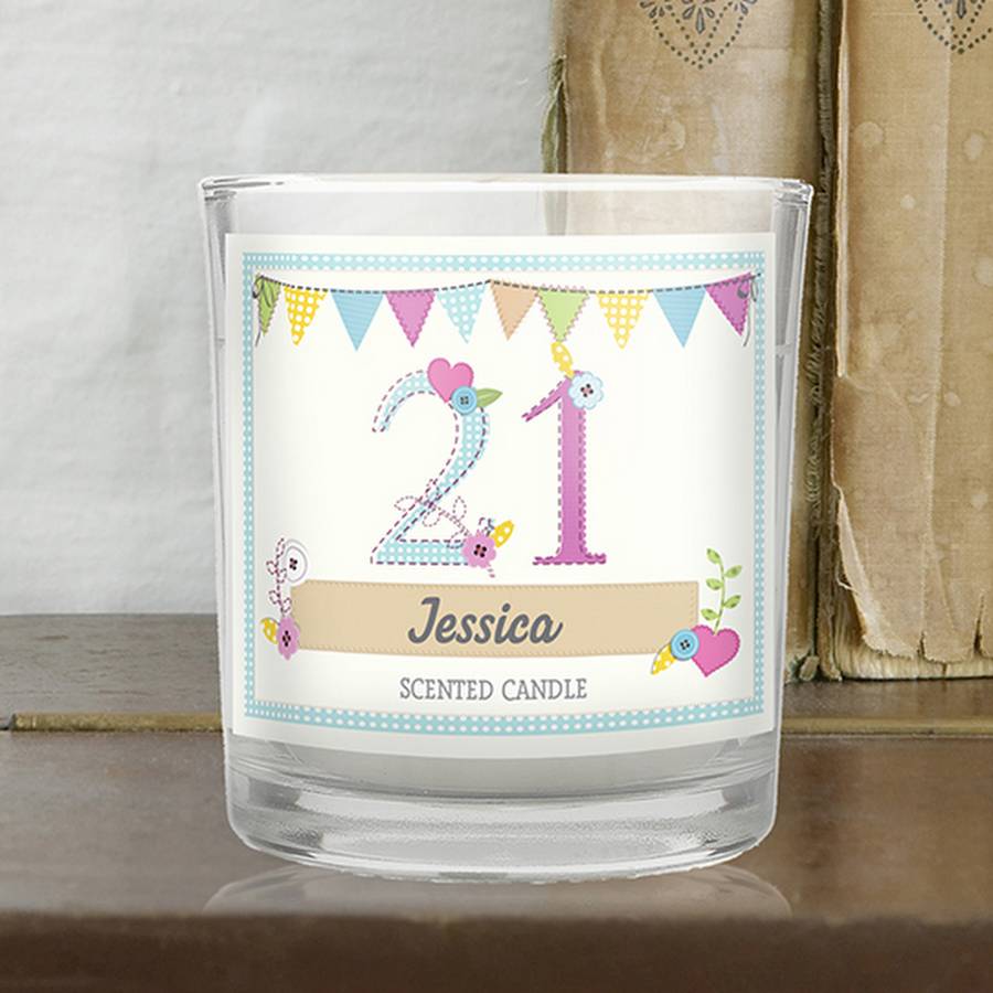 21st birthday scented personalised jar candle by chalk & cheese