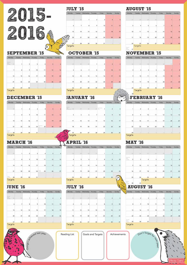 large academic calendar and year planner 2015 2016 by alexia claire