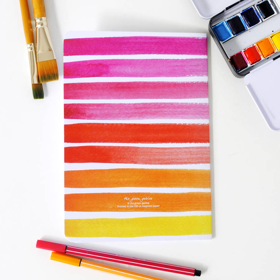 striped watercolour notebook by the green gables