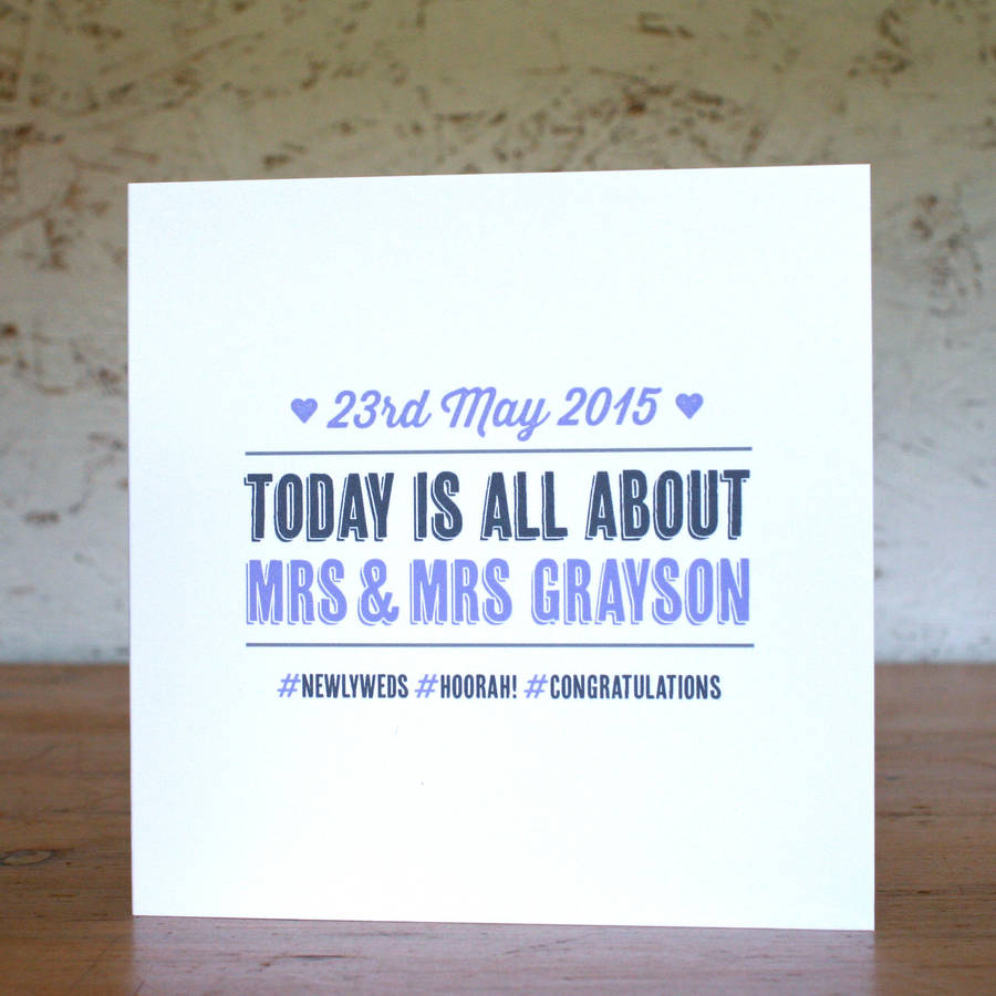 personalised hashtag wedding card by the design conspiracy