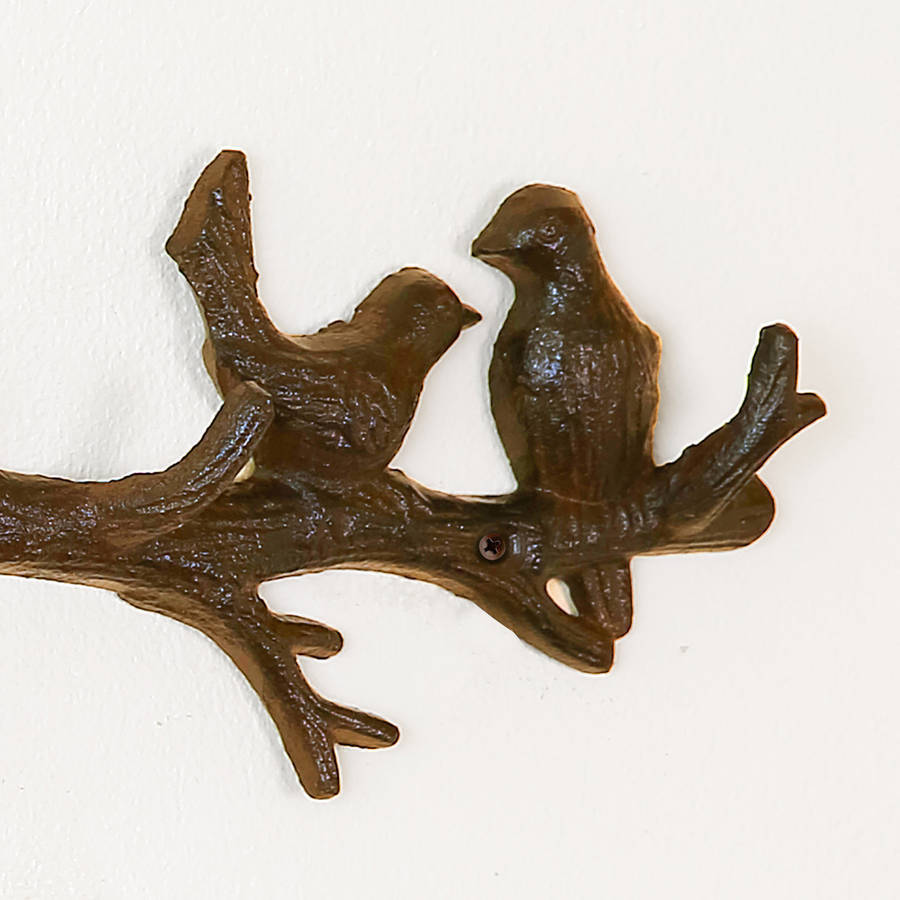 birds on a branch iron wall hook by dibor