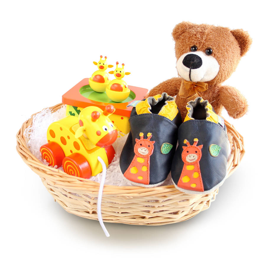 giraffe baby gift basket by snuggle feet
