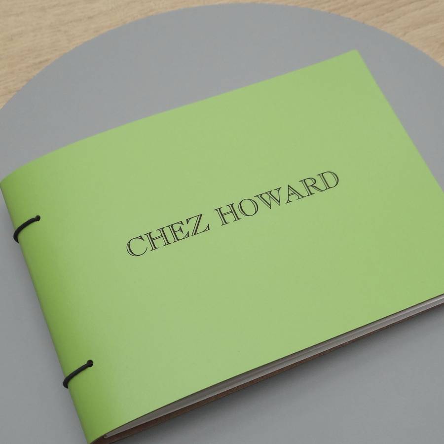 engraved leather visitors book by artbox