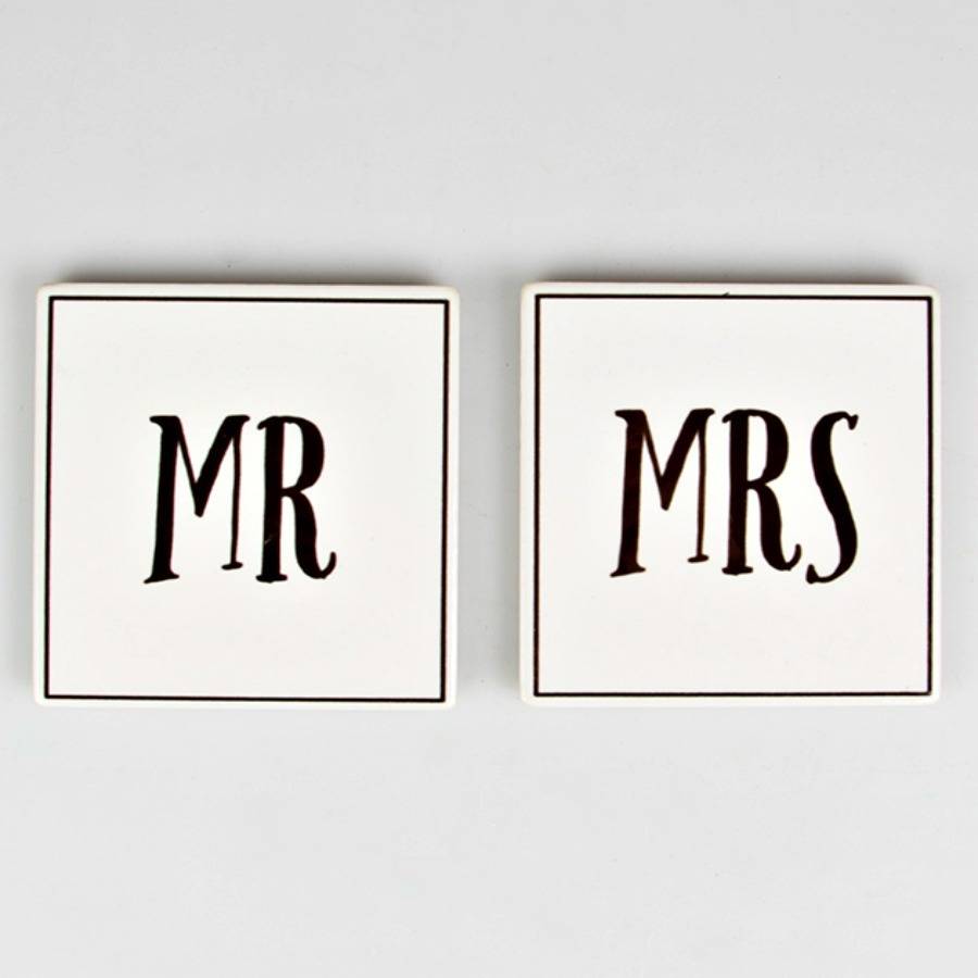 Mr And Mrs Ceramic Coaster By Posh Totty Designs Interiors 
