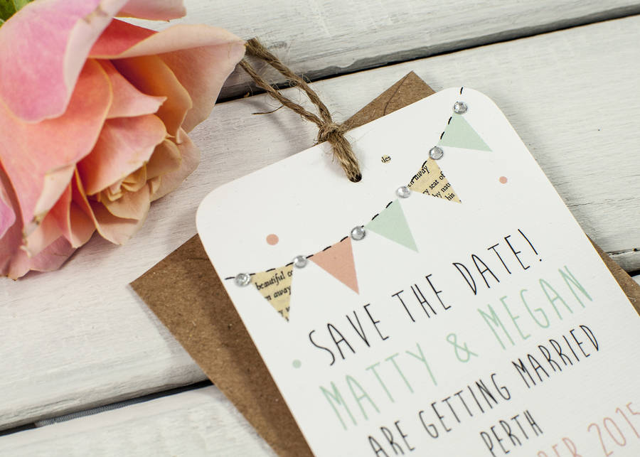 Bunting And Spots Gem Save The Date By Norma dorothy bunting-and-spots-gem-save-the-date-by-norma-dorothy