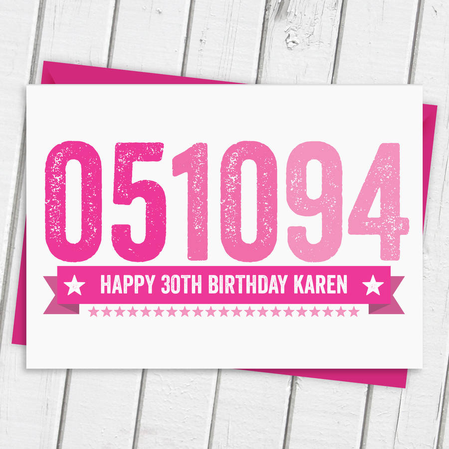 Birthday Date Card In Pink By A Is For Alphabet Notonthehighstreet