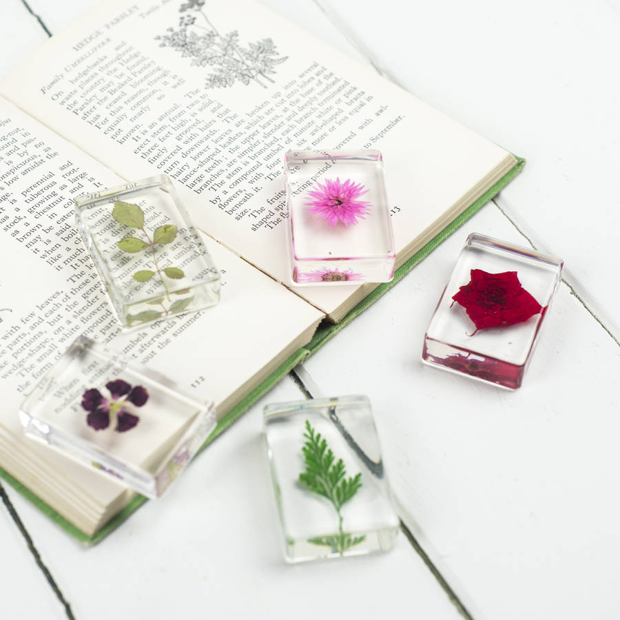 flowers in resin, set of five by bonnie and bell
