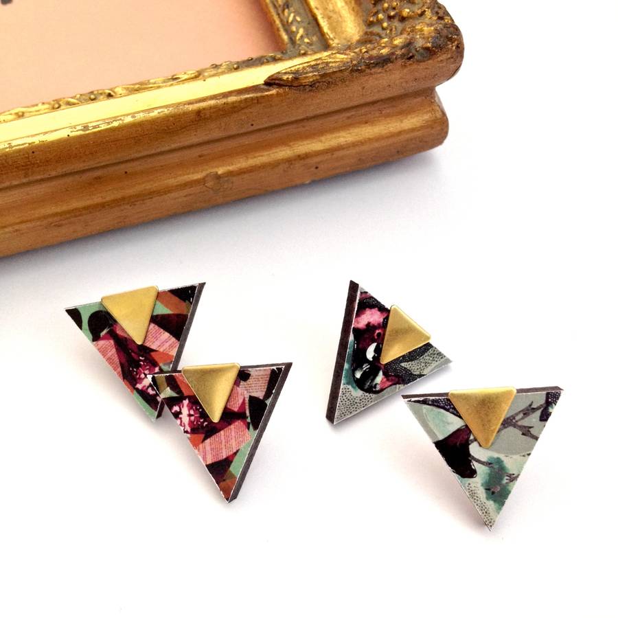 geometric earrings triangle earrings studs jewellery by mica peet
