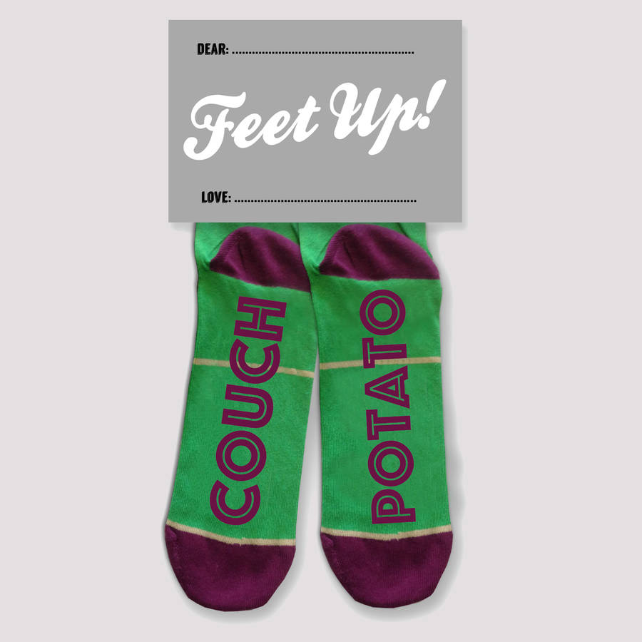 feet up socks couch potato by twisted twee