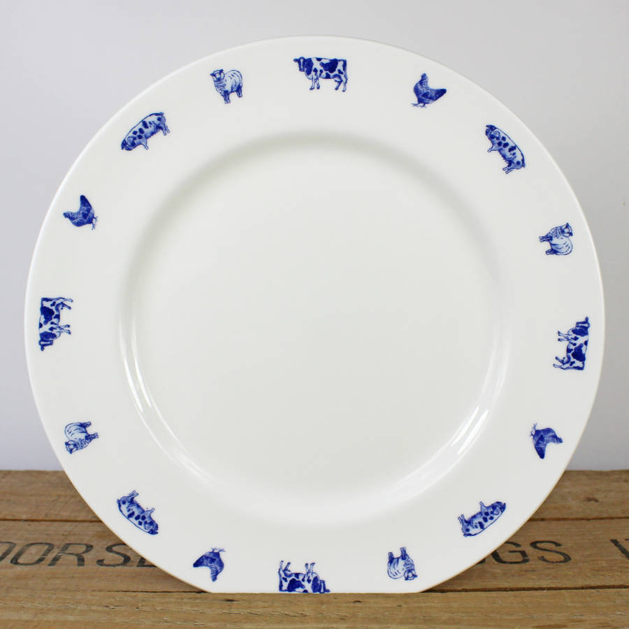 'farm animals' china dinner plate by lucy green designs