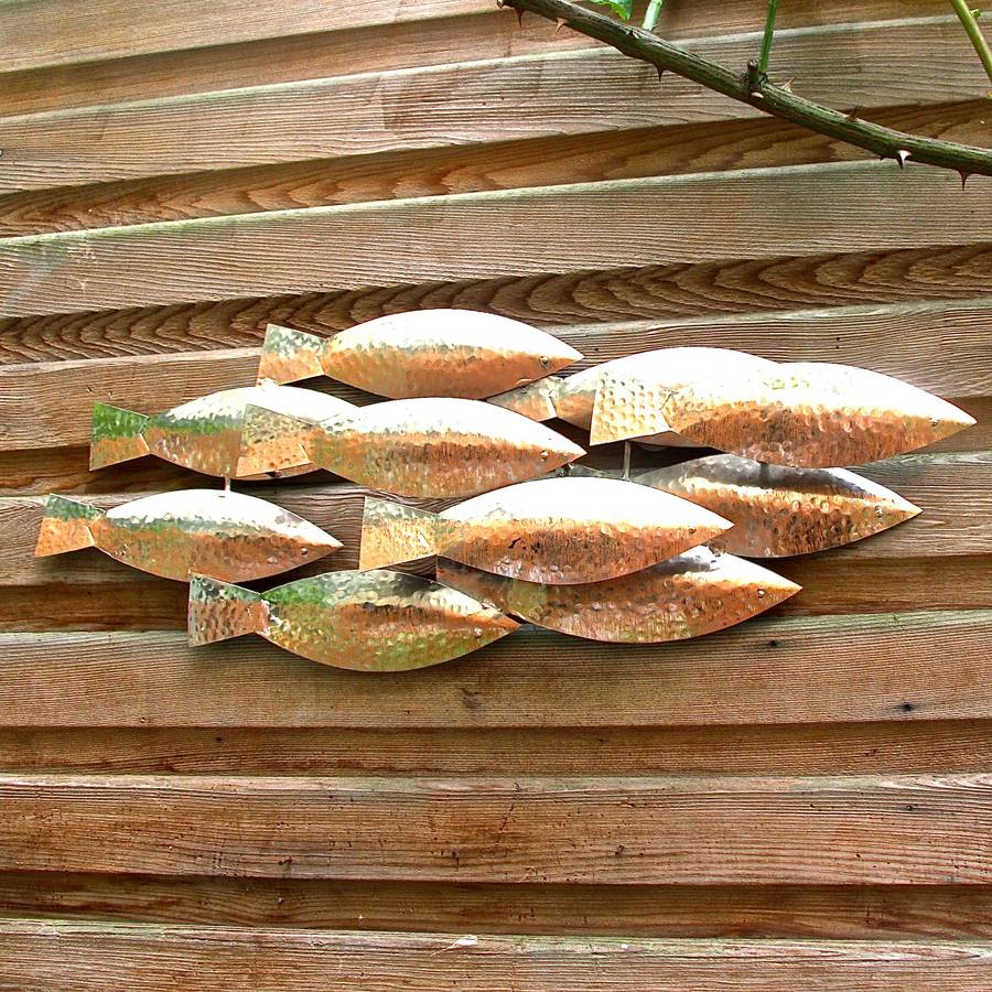 garden fish shoal wall art by london garden trading