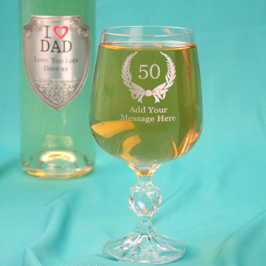 50th Birthday Personalised Wine Glass 34cl By Tsonline4u 1255