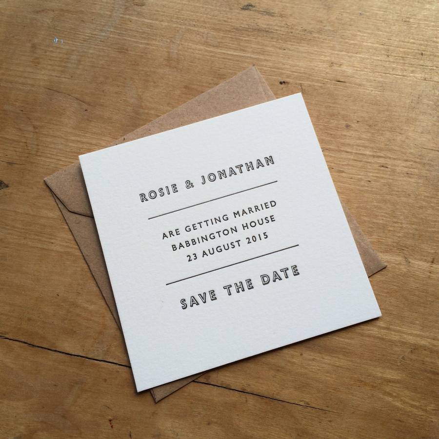 save the date letterpress card by little red press