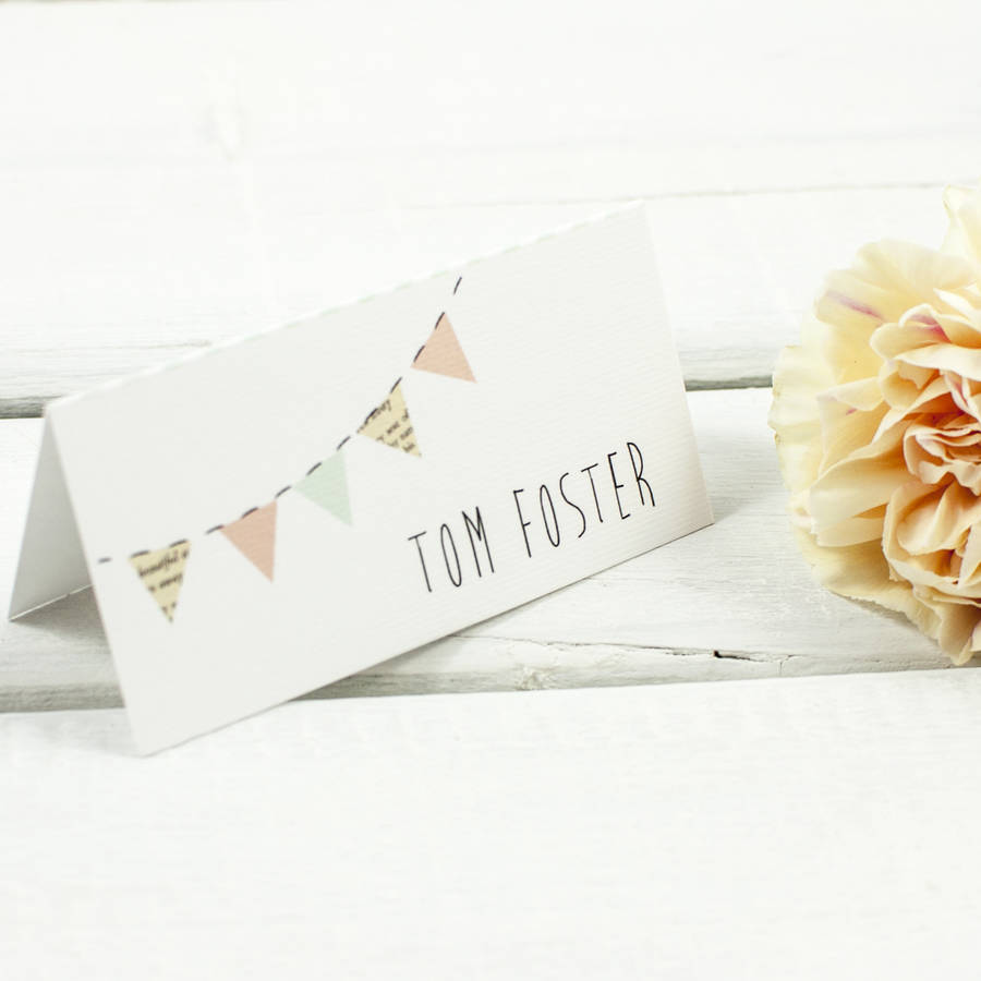 bunting and spots folded place cards by norma&dorothy