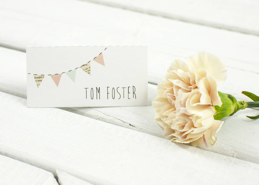 bunting and spots folded place cards by norma&dorothy