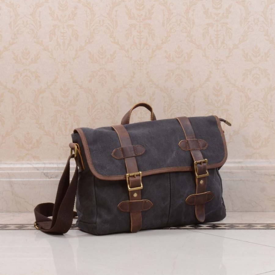 personalised canvas messenger shoulder bag sale by eazo