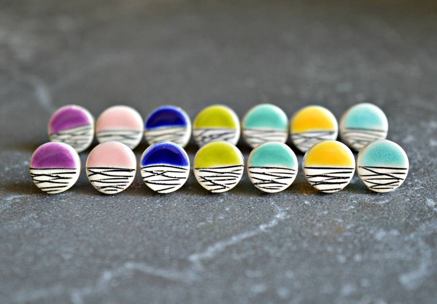 geometric ceramic stud earrings by isla clay