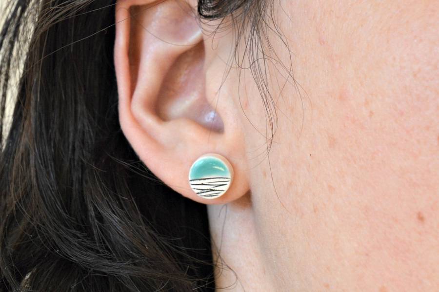 geometric ceramic stud earrings by isla clay