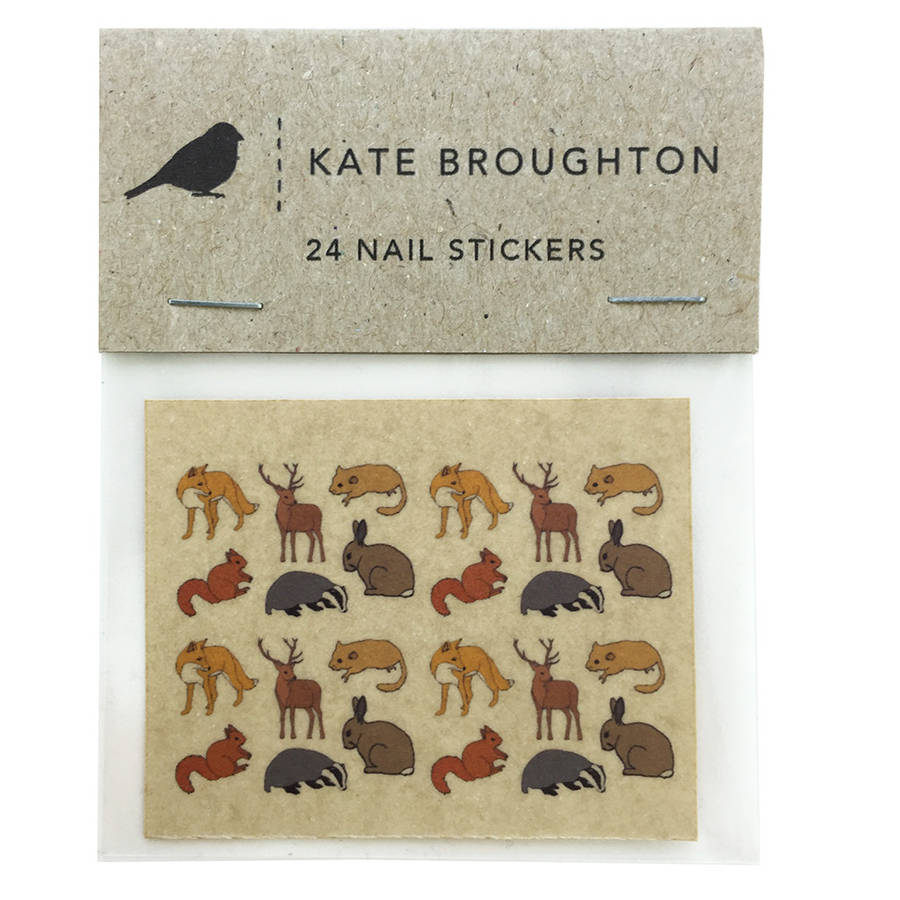 woodland animal nail art stickers by kate broughton