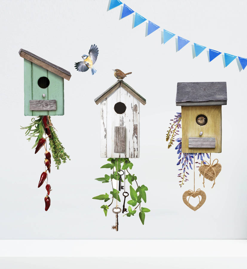 english birdhouse wall sticker set by oakdene designs