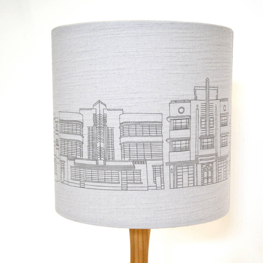 grey deco building lampshade by joanna corney