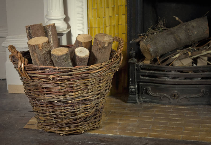 round willow log basket by chairworks