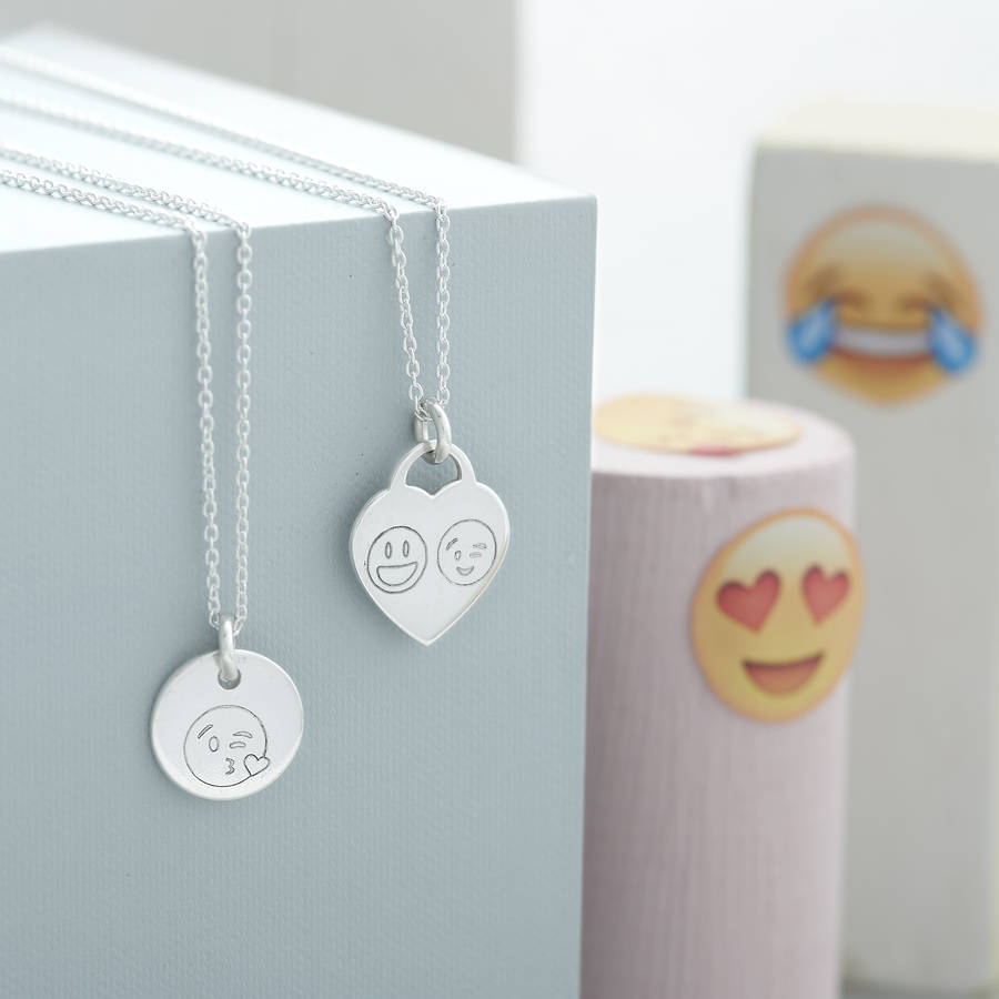 personalised sterling silver emoji necklace by hurleyburley