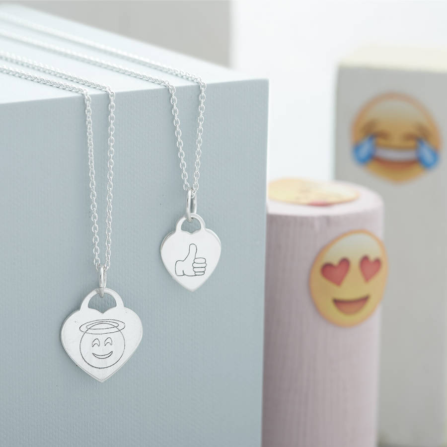 personalised sterling silver emoji necklace by hurleyburley
