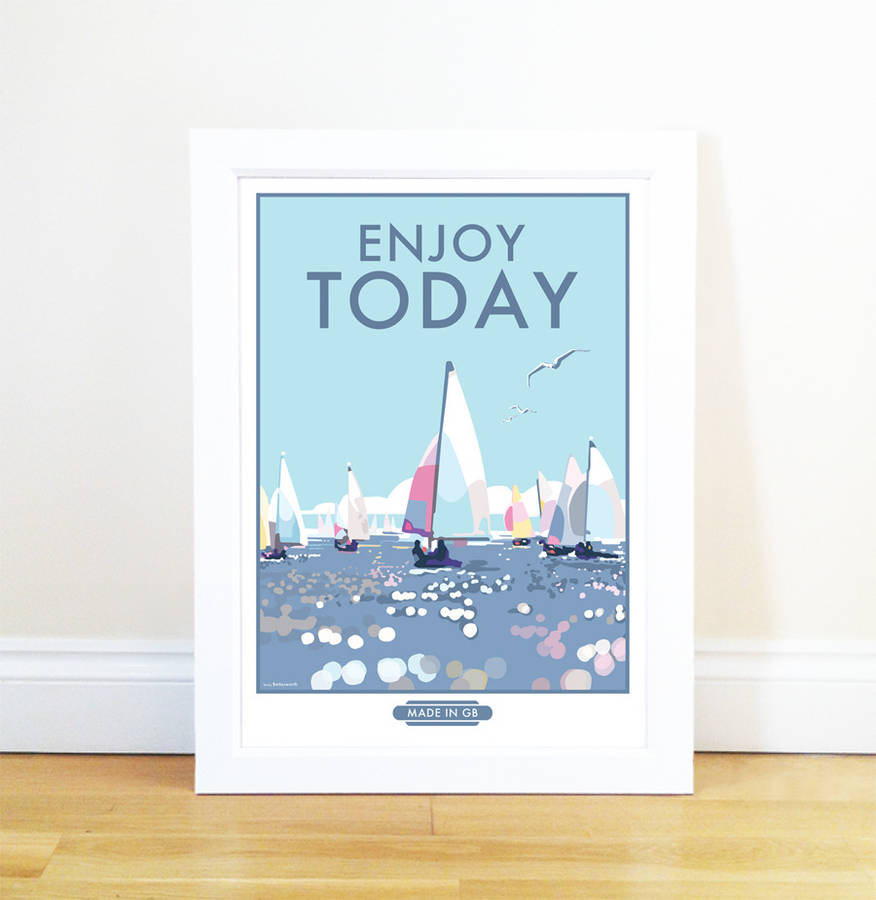 Enjoy Today Vintage Style Seaside Poster By Becky Bettesworth 7872