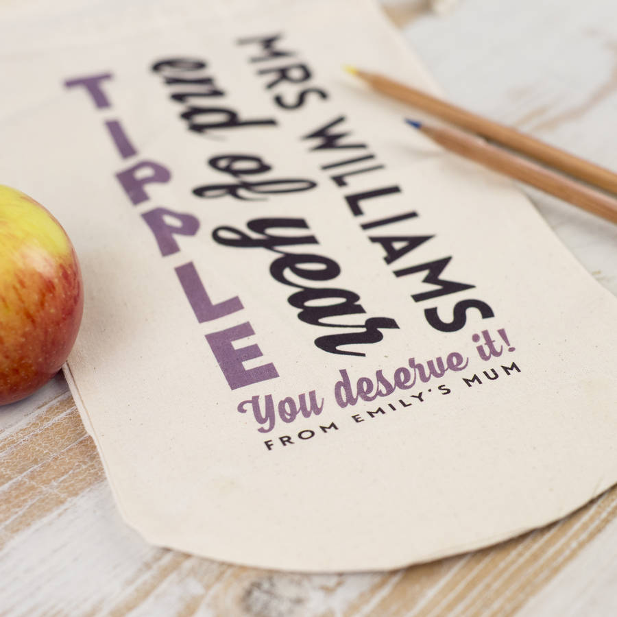 personalised 'teachers end of year tipple' wine bag by the little