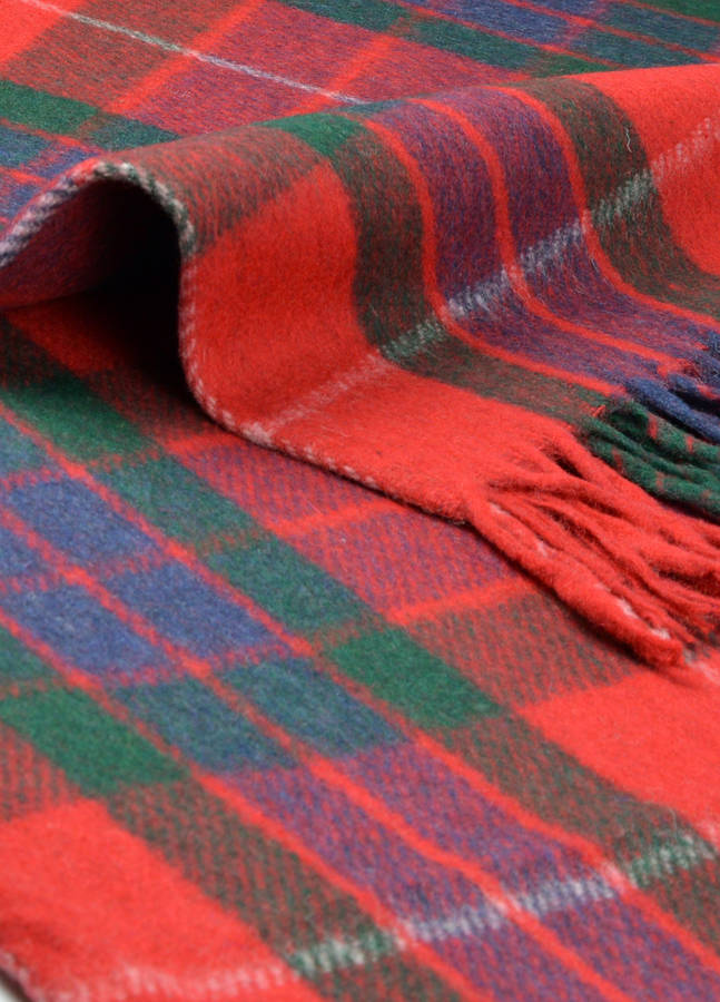 classic wool blanket in fraser red tartan by the tartan blanket co