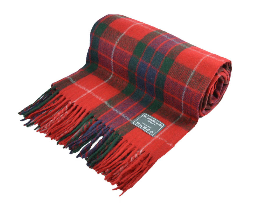 classic wool blanket in fraser red tartan by the tartan blanket co