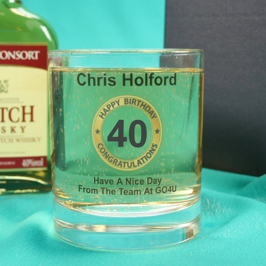 40th personalised whisky glass for birthday gifts by