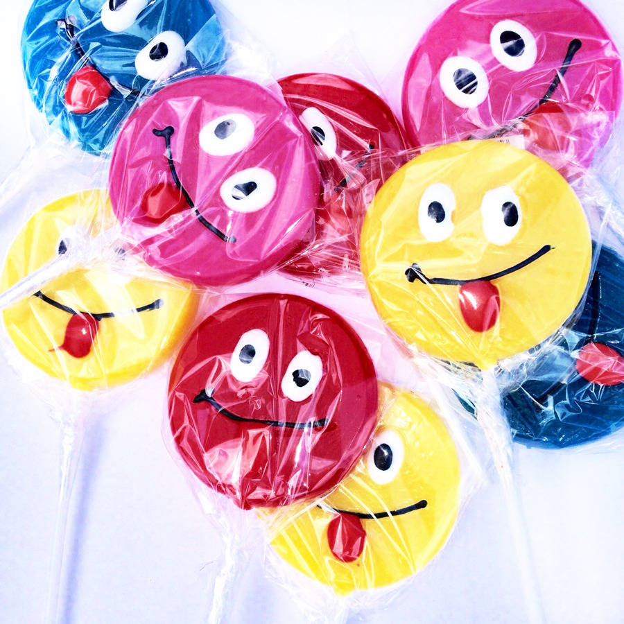 set of four smile face lollipop by little lulubel