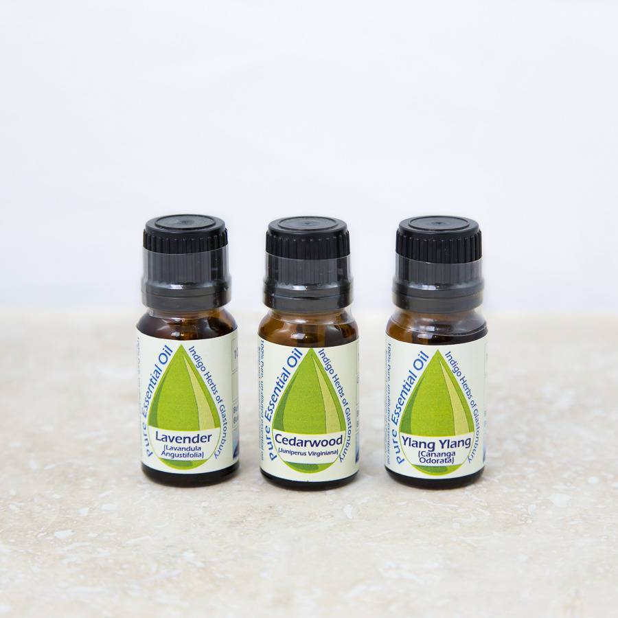 bath tub essential oil trio by indigo herbs, glastonbury