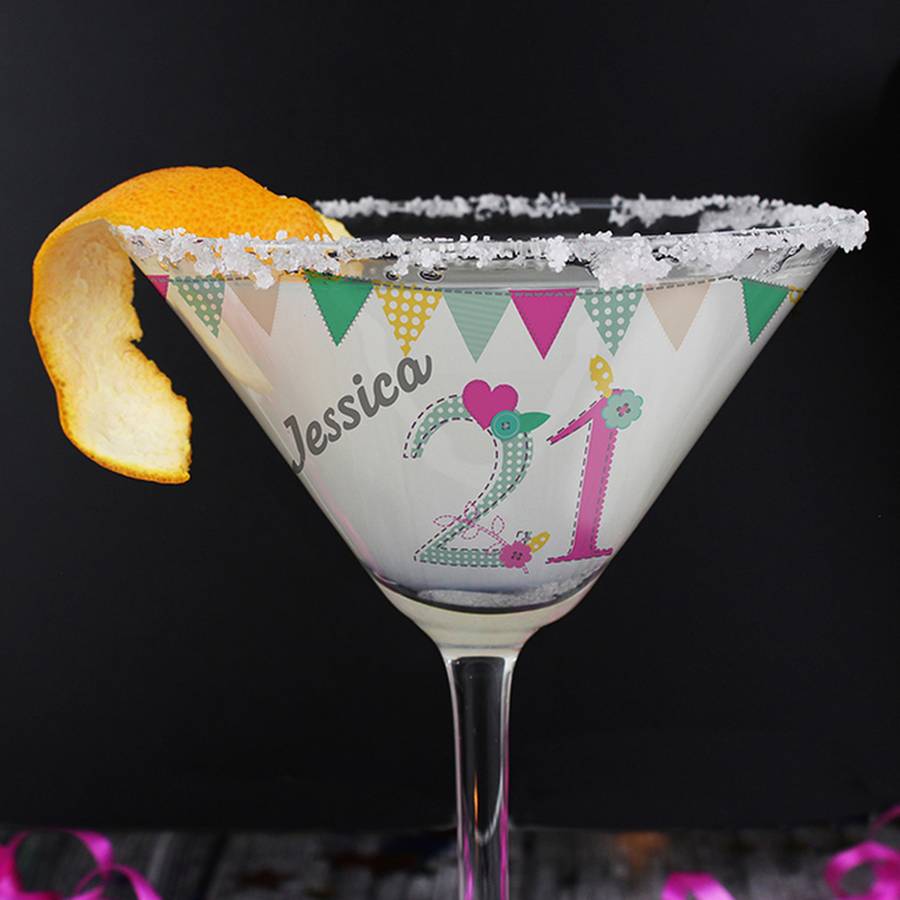 21st birthday personalised cocktail glass by chalk & cheese
