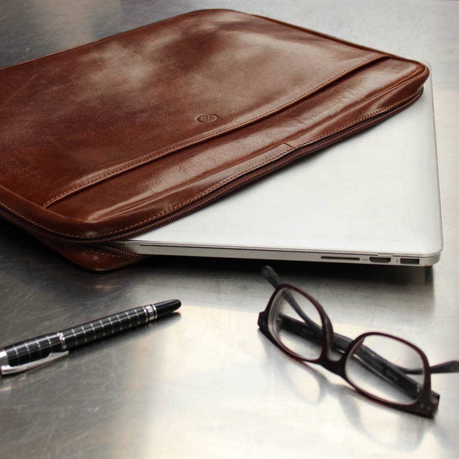luxury italian leather laptop case for macbook by maxwell scott bags