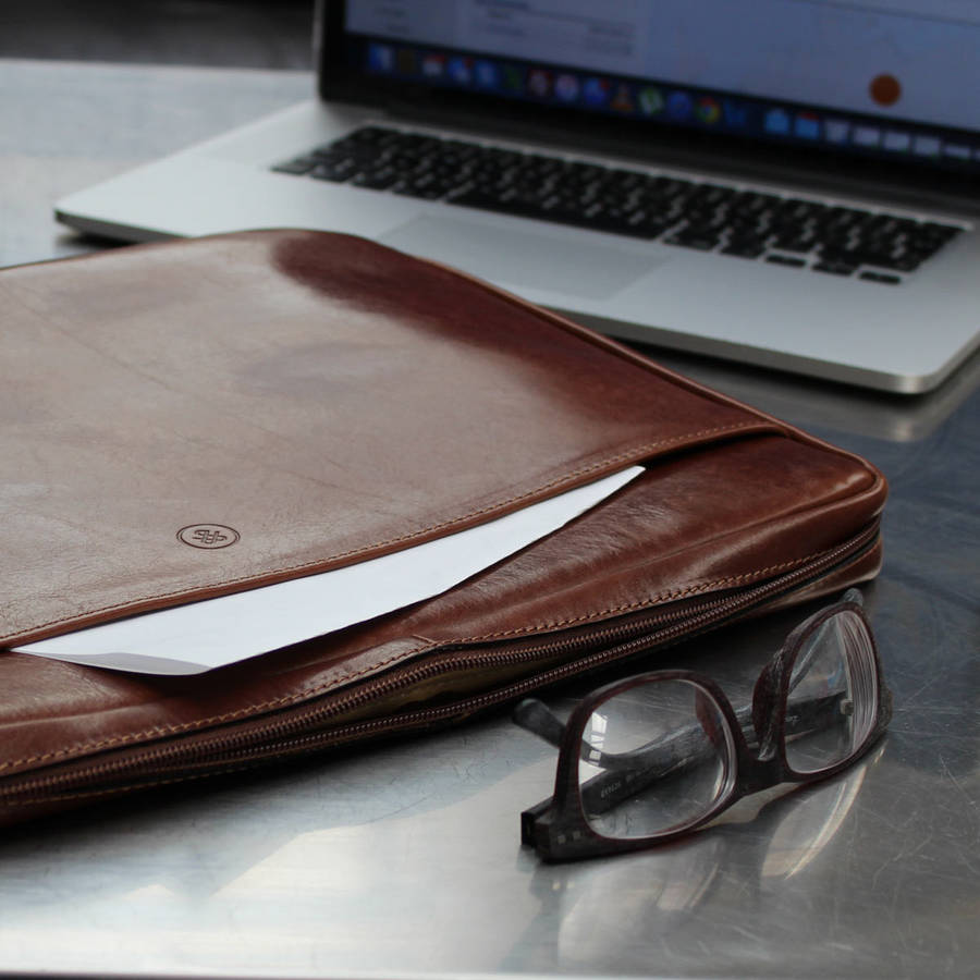luxury italian leather laptop case for macbook by maxwell scott bags