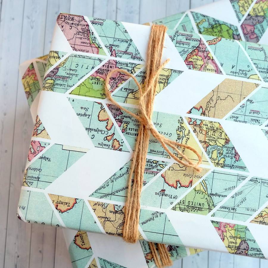 map design wrapping paper sheets by bookishly