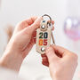 Personalised Cream Birthday Year Photo Keyring, thumbnail 1 of 6