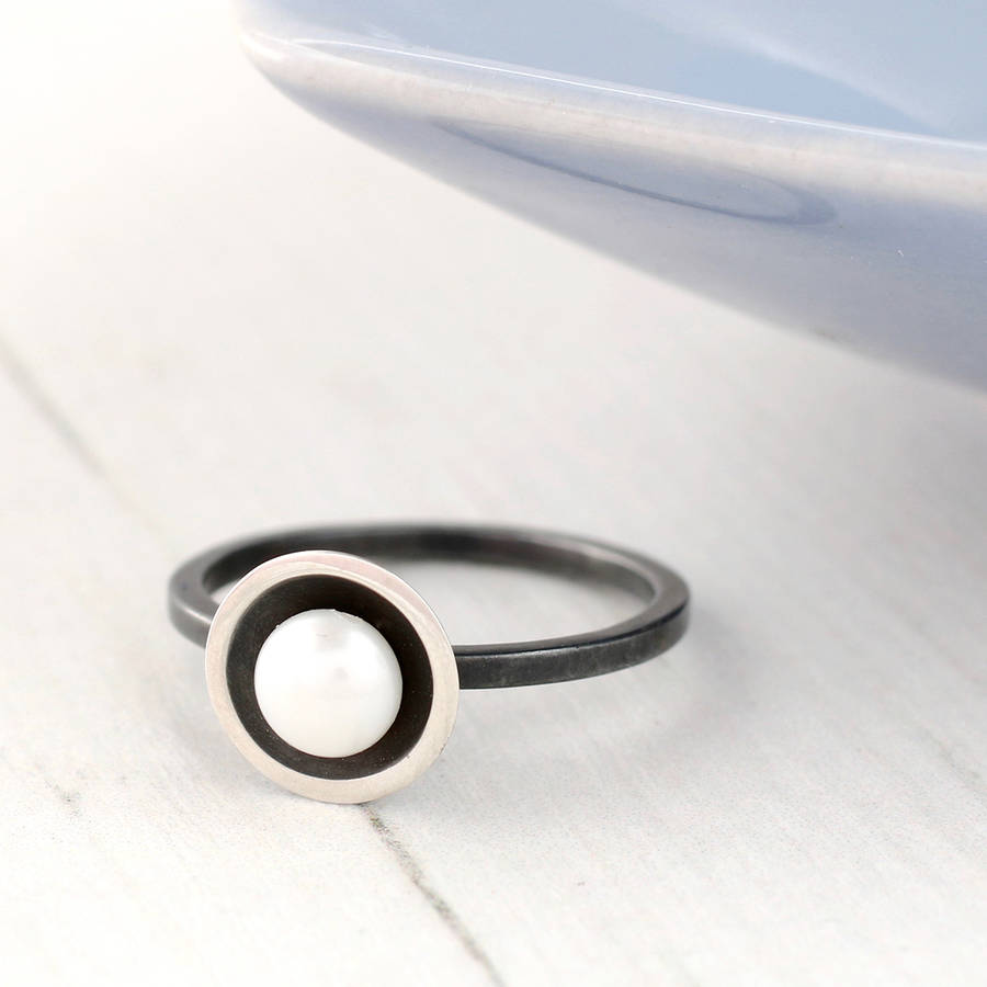 Dainty Pearl Ring. Stacking Rings, 1 of 12